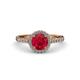 3 - Abeni 1.33 ctw (6.00 mm) Round Ruby and Diamond Halo Engagement Ring 