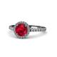 1 - Abeni 1.33 ctw (6.00 mm) Round Ruby and Diamond Halo Engagement Ring 