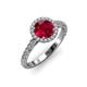 2 - Abeni 1.33 ctw (6.00 mm) Round Ruby and Diamond Halo Engagement Ring 