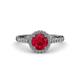 3 - Abeni 1.33 ctw (6.00 mm) Round Ruby and Diamond Halo Engagement Ring 