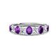 1 - Nola 1.45 ctw Oval Shape (4x3 mm) Amethyst and Lab Grown Diamonds 9 Stone Wedding Band 