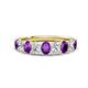1 - Nola 1.45 ctw Oval Shape (4x3 mm) Amethyst and Lab Grown Diamonds 9 Stone Wedding Band 