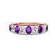1 - Nola 1.45 ctw Oval Shape (4x3 mm) Amethyst and Lab Grown Diamonds 9 Stone Wedding Band 