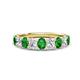 1 - Nola 1.60 ctw Oval Shape (4x3 mm) Green Garnet and Lab Grown Diamonds 9 Stone Wedding Band 