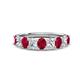1 - Nola 1.85 ctw Oval Shape (4x3 mm) Ruby and Lab Grown Diamonds 9 Stone Wedding Band 