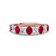 1 - Nola 1.85 ctw Oval Shape (4x3 mm) Ruby and Lab Grown Diamonds 9 Stone Wedding Band 