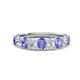 1 - Nola 1.60 ctw Oval Shape (4x3 mm) Tanzanite and Lab Grown Diamonds 9 Stone Wedding Band 