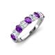 4 - Nola 1.45 ctw Oval Shape (4x3 mm) Amethyst and Lab Grown Diamonds 9 Stone Wedding Band 