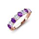 4 - Nola 1.45 ctw Oval Shape (4x3 mm) Amethyst and Lab Grown Diamonds 9 Stone Wedding Band 