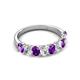 5 - Nola 1.45 ctw Oval Shape (4x3 mm) Amethyst and Lab Grown Diamonds 9 Stone Wedding Band 