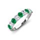 4 - Nola 1.50 ctw Oval Shape (4x3 mm) Emerald and Lab Grown Diamonds 9 Stone Wedding Band 