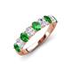 4 - Nola 1.60 ctw Oval Shape (4x3 mm) Green Garnet and Lab Grown Diamonds 9 Stone Wedding Band 