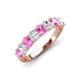 4 - Nola 1.70 ctw Oval Shape (4x3 mm) Pink Sapphire and Lab Grown Diamonds 9 Stone Wedding Band 