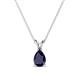 1 - Jassiel 9x7 mm Pear Cut Blue Sapphire Double Bail Solitaire Pendant Necklace 