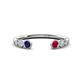 1 - Makena Blue Sapphire and Ruby Open Wedding Band 