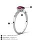 4 - Kiara 1.10 ctw Rhodolite Garnet Pear Shape (7x5 mm) Solitaire Plus accented Natural Diamond Engagement Ring 