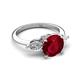 6 - Leah 3.22 ctw Created Ruby (8 mm) Hidden Halo accented Lab Grown Diamond Engagement Ring 