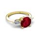 6 - Leah 3.22 ctw Created Ruby (8 mm) Hidden Halo accented Lab Grown Diamond Engagement Ring 