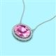 2 - Janet Oval Cut Lab Created Pink Sapphire and Round Diamond East West Halo Pendant Necklace 