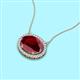 2 - Janet Oval Cut Lab Created Ruby and Round Diamond East West Halo Pendant Necklace 