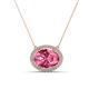 1 - Janet Oval Cut Pink Tourmaline and Round Diamond East West Halo Pendant Necklace 