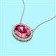 2 - Janet Oval Cut Pink Tourmaline and Round Diamond East West Halo Pendant Necklace 