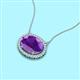2 - Janet Oval Cut Amethyst and Round Diamond East West Halo Pendant Necklace 