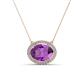 1 - Janet Oval Cut Amethyst and Round Diamond East West Halo Pendant Necklace 