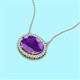 2 - Janet Oval Cut Amethyst and Round Diamond East West Halo Pendant Necklace 
