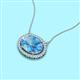 2 - Janet Oval Cut Blue Topaz and Round Diamond East West Halo Pendant Necklace 