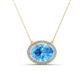 1 - Janet Oval Cut Blue Topaz and Round Diamond East West Halo Pendant Necklace 