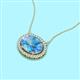 2 - Janet Oval Cut Blue Topaz and Round Diamond East West Halo Pendant Necklace 