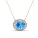 1 - Janet Oval Cut Blue Topaz and Round Diamond East West Halo Pendant Necklace 