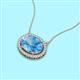2 - Janet Oval Cut Blue Topaz and Round Diamond East West Halo Pendant Necklace 
