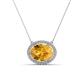 1 - Janet Oval Cut Citrine and Round Diamond East West Halo Pendant Necklace 