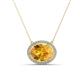1 - Janet Oval Cut Citrine and Round Diamond East West Halo Pendant Necklace 