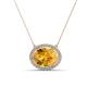 1 - Janet Oval Cut Citrine and Round Diamond East West Halo Pendant Necklace 