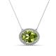1 - Janet Oval Cut Peridot and Round Diamond East West Halo Pendant Necklace 