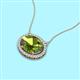 2 - Janet Oval Cut Peridot and Round Diamond East West Halo Pendant Necklace 