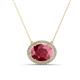 1 - Janet Oval Cut Rhodolite Garnet and Round Diamond East West Halo Pendant Necklace 