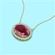 2 - Janet Oval Cut Rhodolite Garnet and Round Diamond East West Halo Pendant Necklace 