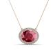 1 - Janet Oval Cut Rhodolite Garnet and Round Diamond East West Halo Pendant Necklace 