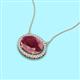 2 - Janet Oval Cut Rhodolite Garnet and Round Diamond East West Halo Pendant Necklace 