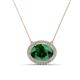 1 - Janet Oval Cut Lab Created Emerald and Round Diamond East West Halo Pendant Necklace 
