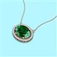 2 - Janet Oval Cut Lab Created Emerald and Round Diamond East West Halo Pendant Necklace 