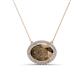 1 - Janet Oval Cut Smoky Quartz and Round Diamond East West Halo Pendant Necklace 
