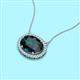 2 - Janet Oval Cut London Blue Topaz and Round Diamond East West Halo Pendant Necklace 