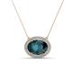 1 - Janet Oval Cut London Blue Topaz and Round Diamond East West Halo Pendant Necklace 