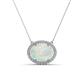 1 - Janet Oval Cut Opal and Round Diamond East West Halo Pendant Necklace 