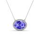 1 - Janet Oval Cut Lab Created Tanzanite and Round Diamond East West Halo Pendant Necklace 